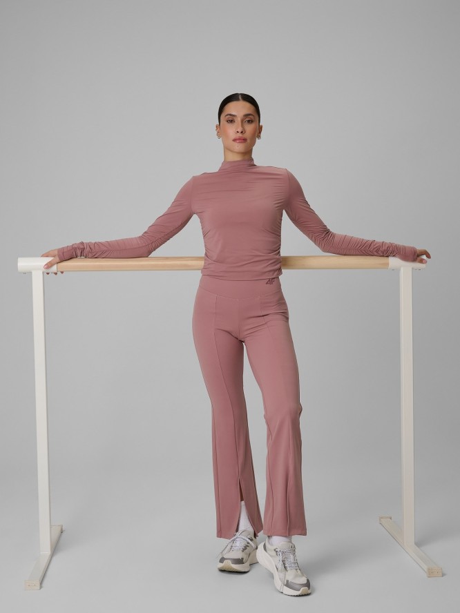 4F Longsleeve treningowy slim szybkoschnący damski - różowa XL