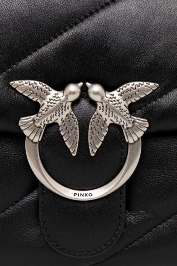 PINKO Czarna listonoszka ze srebrnymi okuciami damska Love Puff Classic