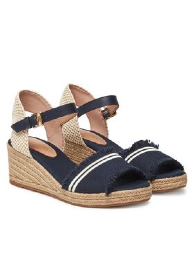 Tommy Hilfiger Espadryle Fringe Canvas Medium Wedge FW0FW08879 Granatowy