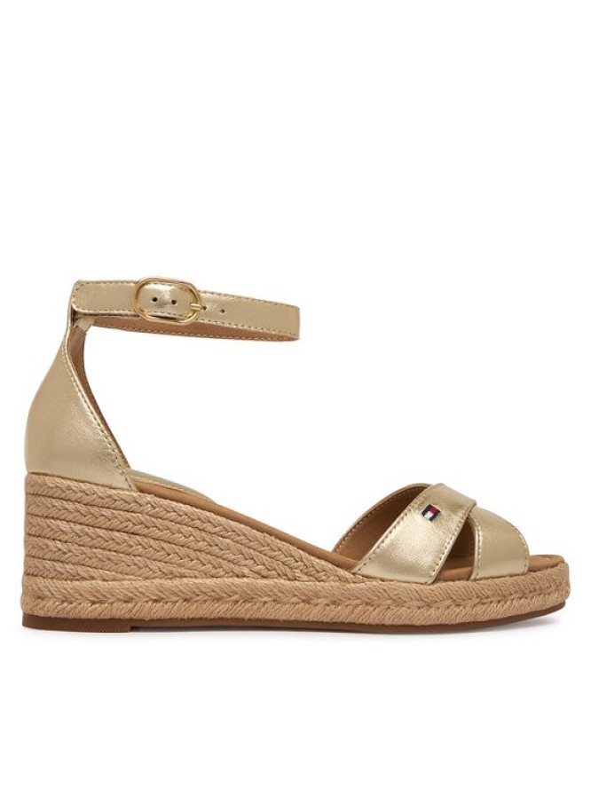 Tommy Hilfiger Espadryle Metalic Crossover Strap FW0FW09333 Złoty
