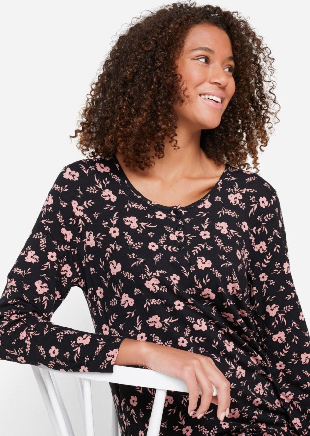 Długa tunika shirtowa z mieszanki wiskozy