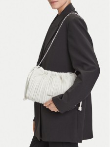 Calvin Klein Torebka Drawstring Plisse Crossbody LV04F3076G Biały