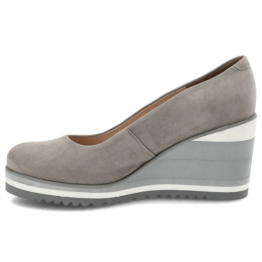 Szare Czółenka Libero Wygodne Skórzane Buty