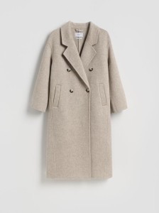 Płaszcz handmade z wełną - kremowy