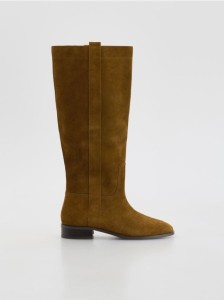 Zamszowe kozaki - brązowy