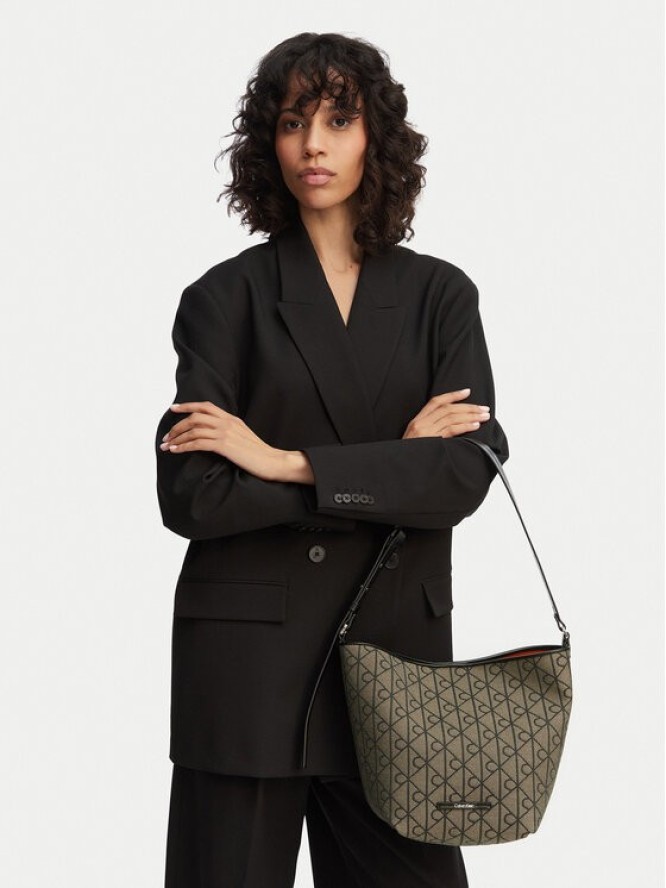 Calvin Klein Torebka Emblem Aop Jacquard Tote W/Pouch LV04F3535G Khaki