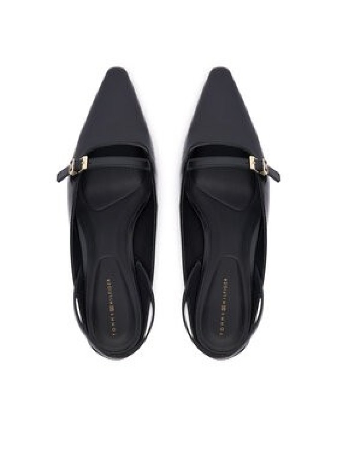 Tommy Hilfiger Czółenka Th Buckle Kitten Slingback Pump FW0FW09384 Czarny
