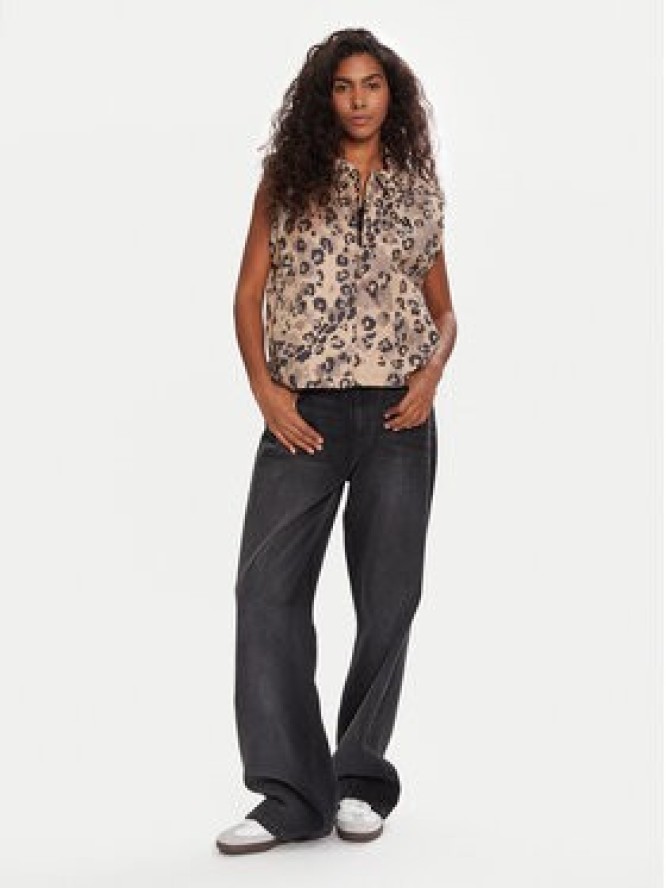 adidas Kamizelka Animal Print 3-Stripes JV6957 Beżowy Loose Fit