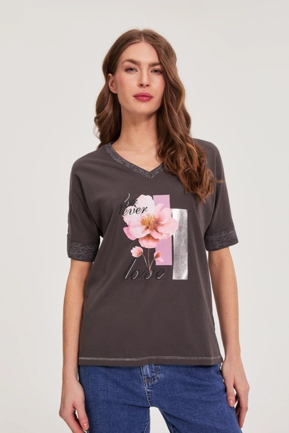 Bluzka z nadrukiem szara