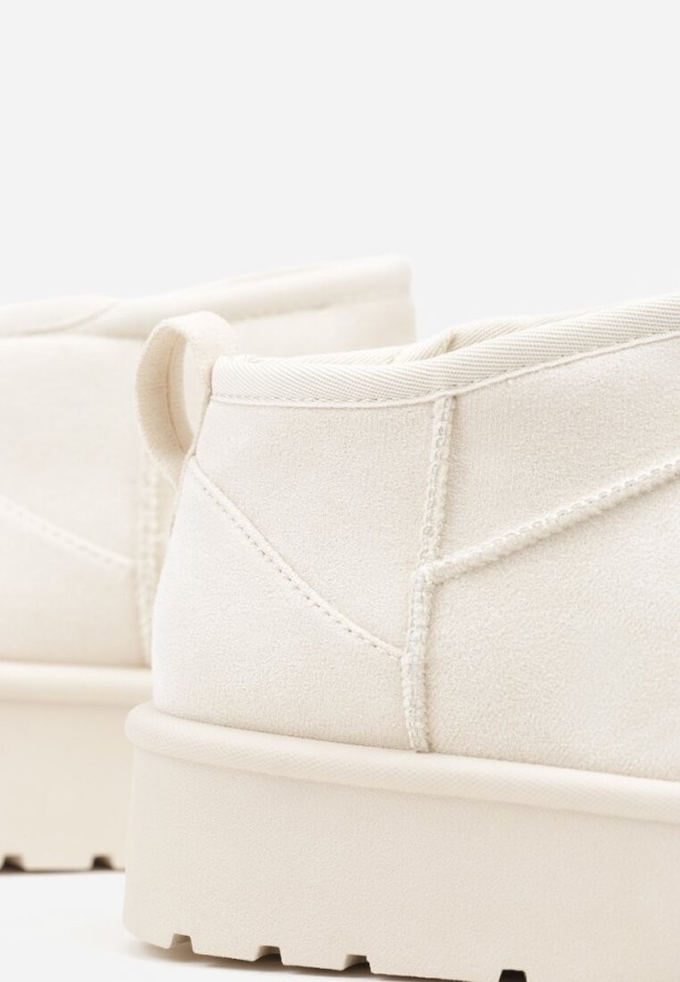 Beżowe Wsuwane Śniegowce z Futerkowym Ociepleniem na Platformie Eslin