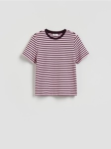 T-shirt z bawełny merceryzowanej - ciemnofioletowy