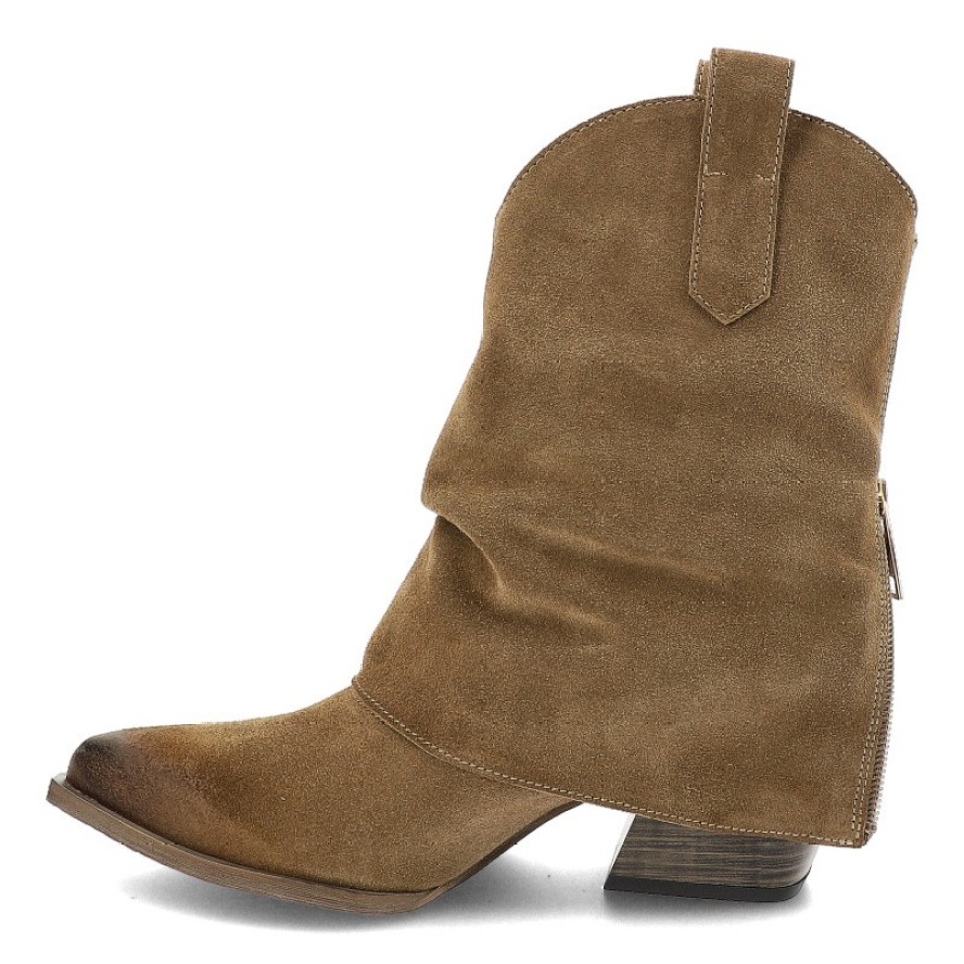 Beżowe Botki Chebello Stylowe Kowbojki Damskie