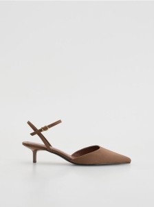 Czółenka z odkrytą piętą - brązowy