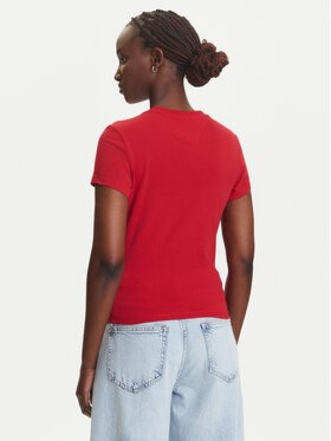 Tommy Jeans T-Shirt Linear DW0DW21422 Czerwony Slim Fit