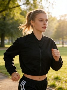 Krótka bluza sportowa z zamkiem - czarny