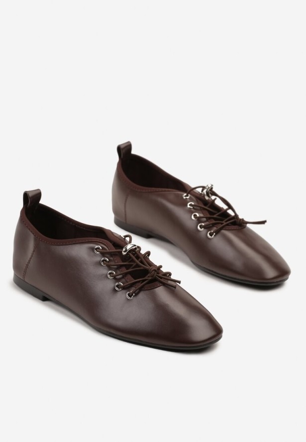 Brązowe Półbuty ze Sznurowaniem ze Stoperem Julirine