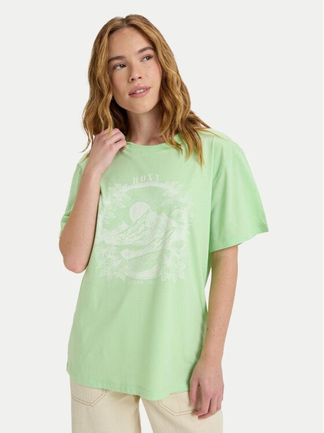 Roxy T-Shirt Hangloose The Sky ERJZT06020 Zielony Regular Fit