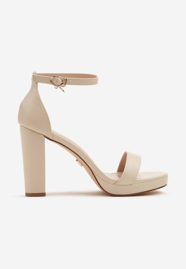 Beżowe Klasyczne Sandały Vices na Obcasie i Platformie Cedellin