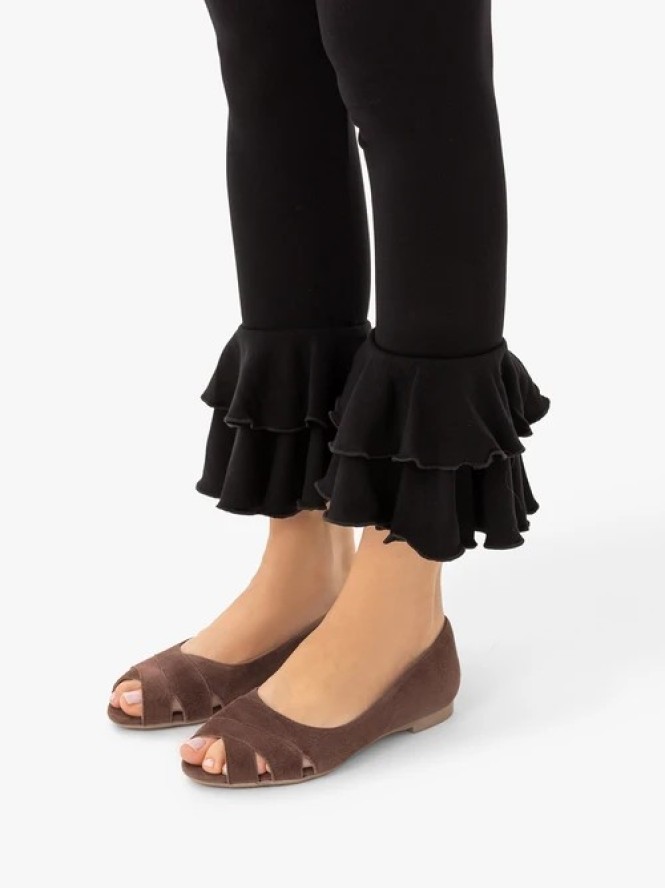 Brązowe baleriny peep toe