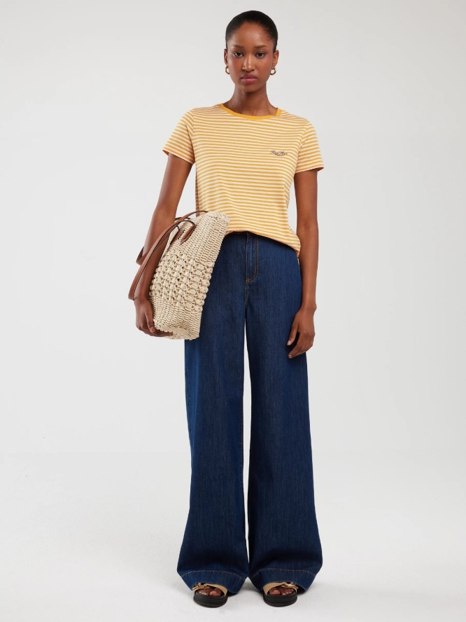 Koszulka damska w paski żółto-biała Zenaida 703