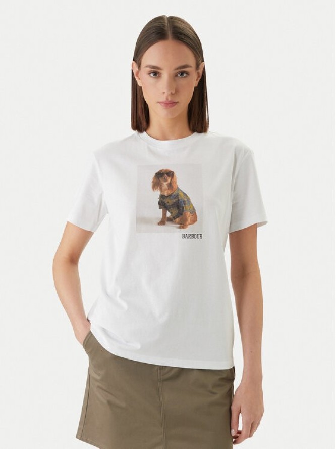 Barbour T-Shirt Marine LTS0716WH11 Biały Regular Fit