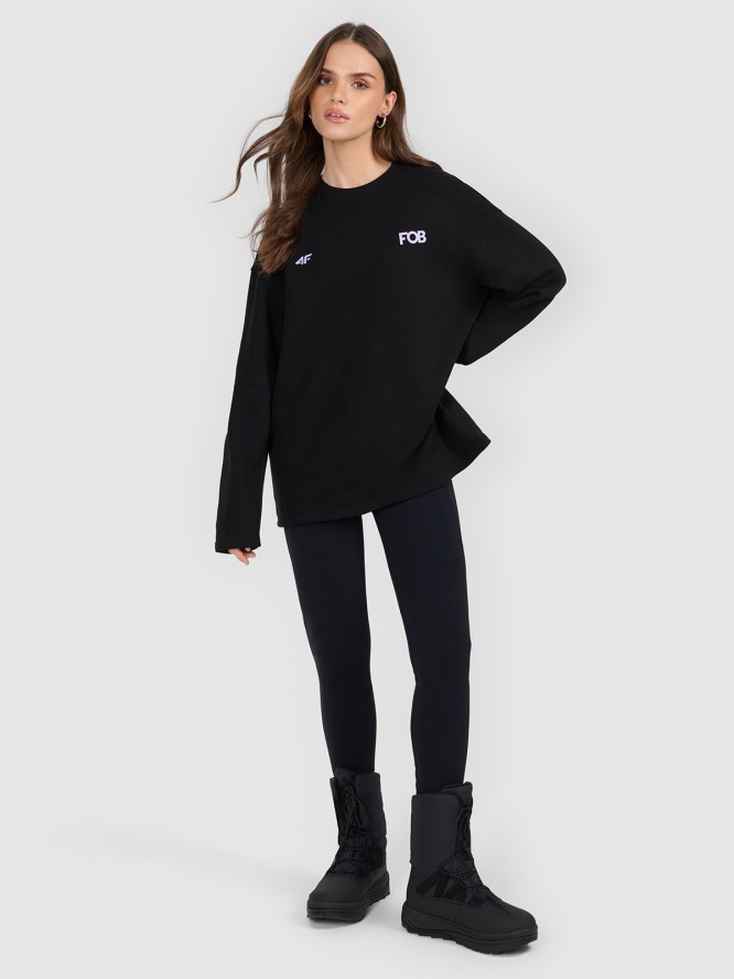 4F Bluza dresowa nierozpinana bez kaptura damska - czarna L
