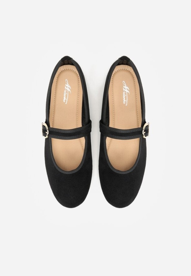 Czarne Balerinki w Stylu Mary Jane Urifiel