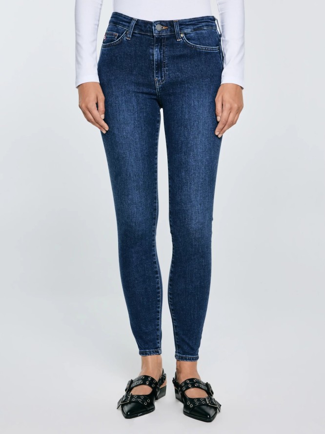 Jeansy damskie push up z wysokim stanem granatowe Melinda High Waist 517