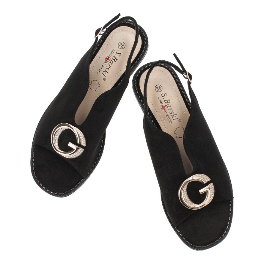 Czarne Sandały S.Barski Eleganckie Obuwie Damskie