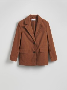 Marynarka oversize z imitacji zamszu - miedziany