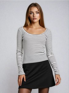 Bawełniana bluzka z długim rękawem - wielobarwny