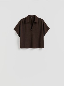 T-shirt polo - ciemnobrązowy