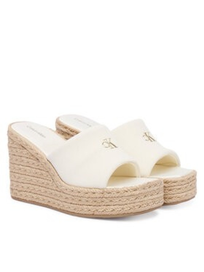 Calvin Klein Espadryle Wedge Espad 70 Canvas Mg HW0HW03282 Kremowy