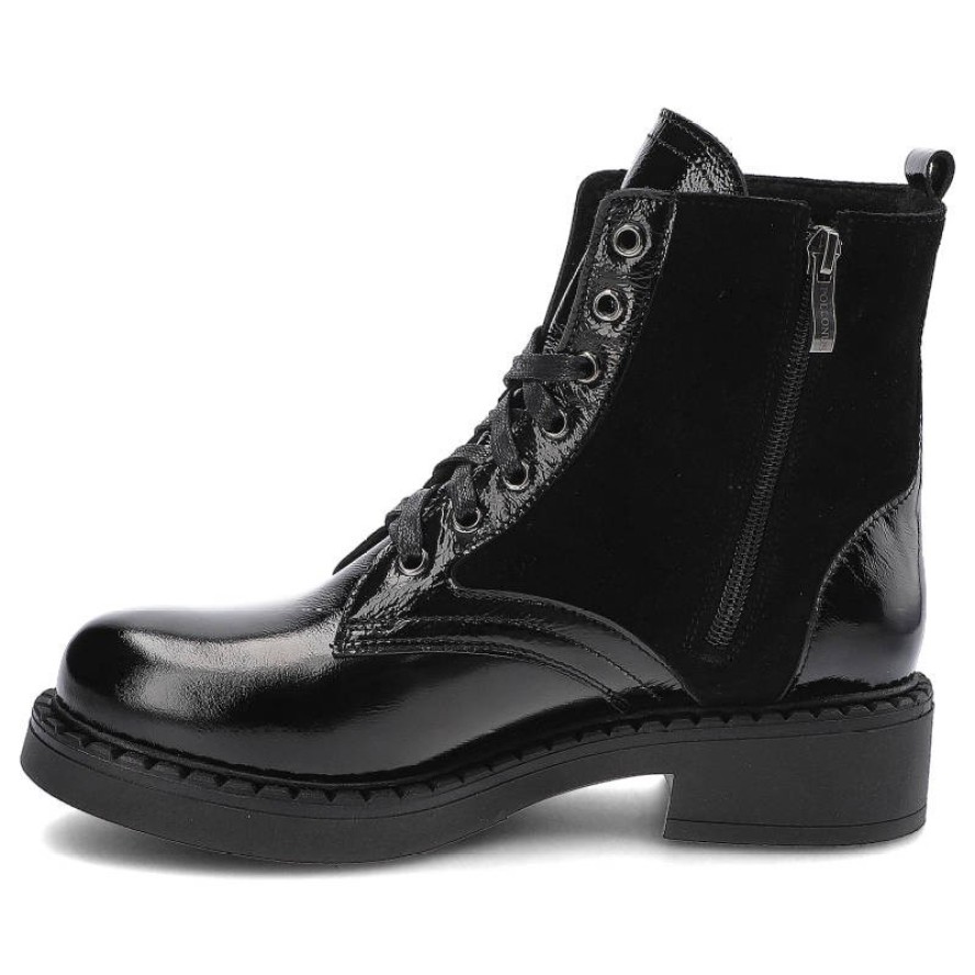 Czarne Botki Pollonus Damskie Skórzane Modne Buty
