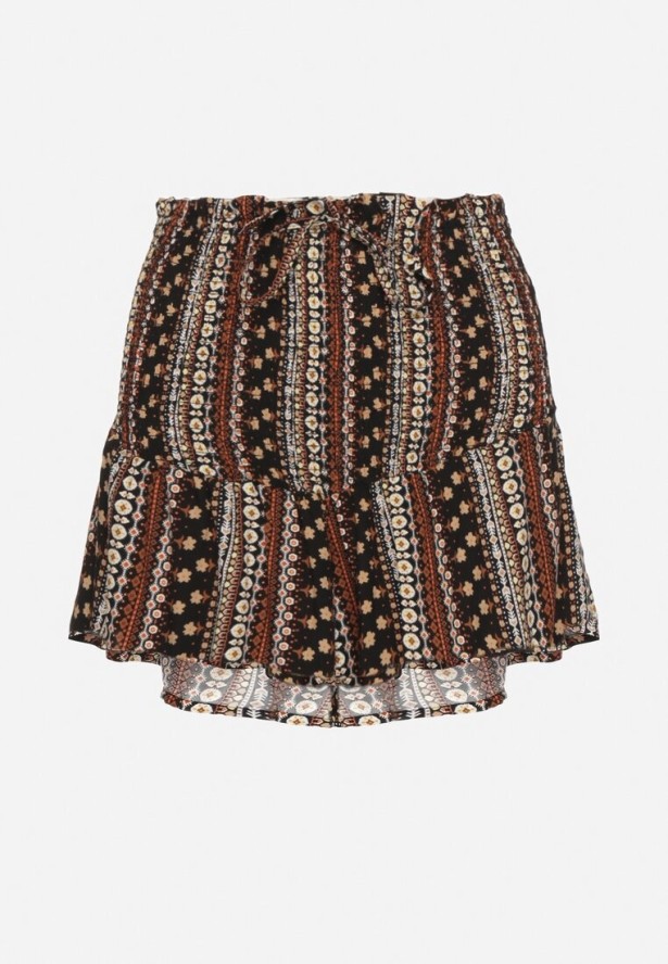 Czarne Bawełniane Szorty z Wysokim Stanem i Geometrycznym Wzorem Velsedi