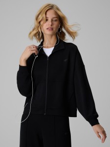 4F Bluza dresowa loose bez kaptura damska - czarna XS