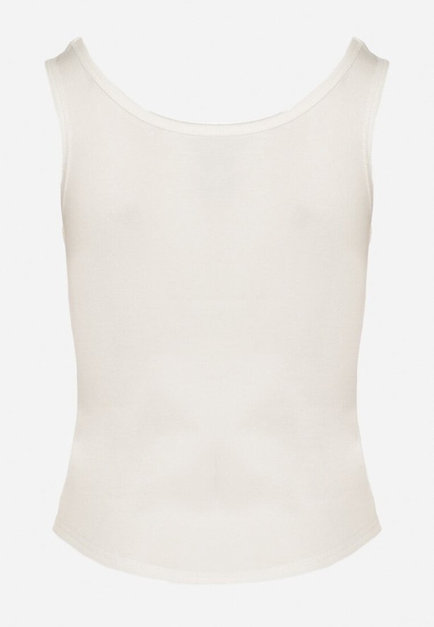 Biały Top z Bawełną i Ozdobnym Nadrukiem Viannaes