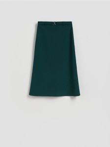 Spódnica midi z paskiem - ciemnozielony