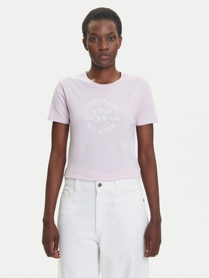 Converse T-Shirt Floral Chuck Taylor 10027751-A03 Różowy Regular Fit