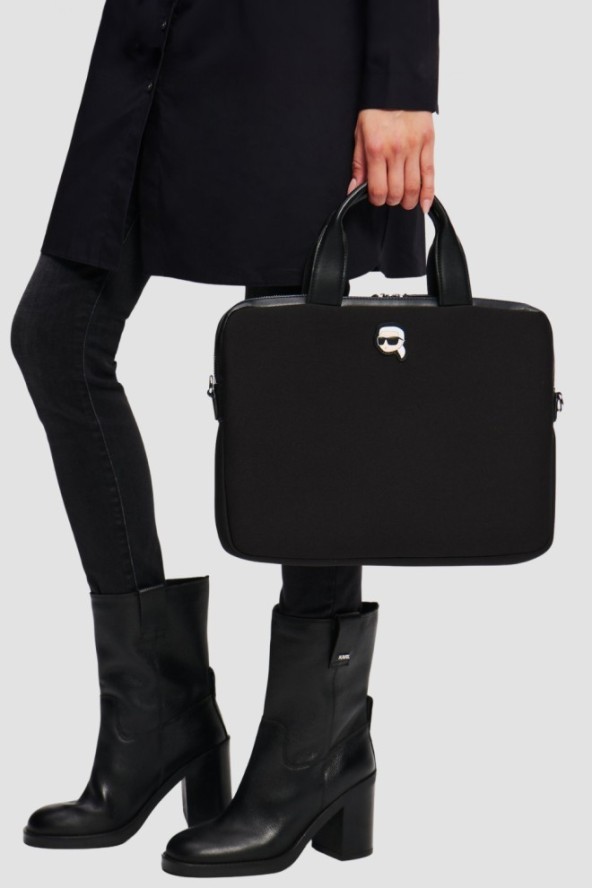 KARL LAGERFELD Czarna torba na laptopa Ikon Neop