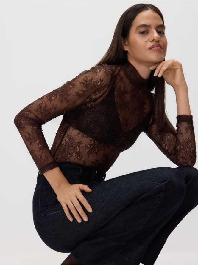 Koronkowa bluzka - bordowy