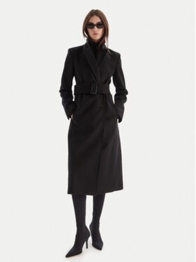 Patrizia Pepe Płaszcz wełniany 2O0195 A171 Czarny Regular Fit