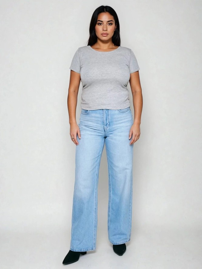 Koszulka damska gładka szara Classic 991