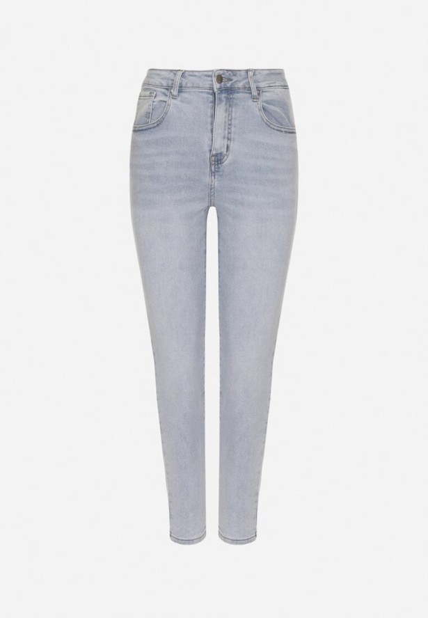 Jasnoniebieskie Jeansy o Kroju Slim Ravirra