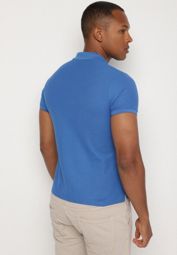 Niebieski T-shirt Polo z Bawełną Fodelira