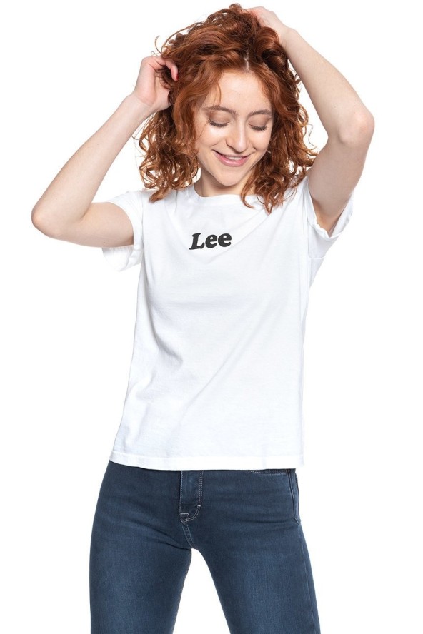 LEE T SHIRT DAMSKI LOGO T WHITE L40FEP12 112108538
