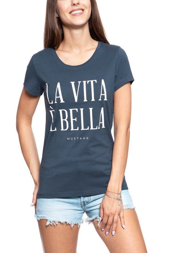 MUSTANG T SHIRT DAMSKI Alexia C Print Blue Nights 1009053 4085