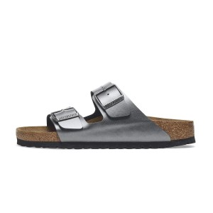Damskie sandały Birkenstock Arizona Birko-Flor srebrne regular 1029233