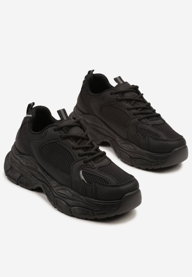 Czarne Sneakersy Vices na Platformie Ozdobione Tłoczeniem Natiselle
