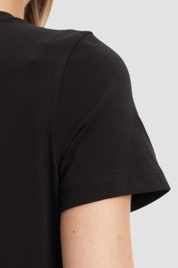 GUESS Czarny damski t-shirt Pearls Love, Rozmiar XL